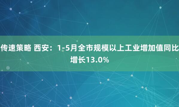 传速策略 西安：1-5月全市规模以上工业增加值同比增长13.0%
